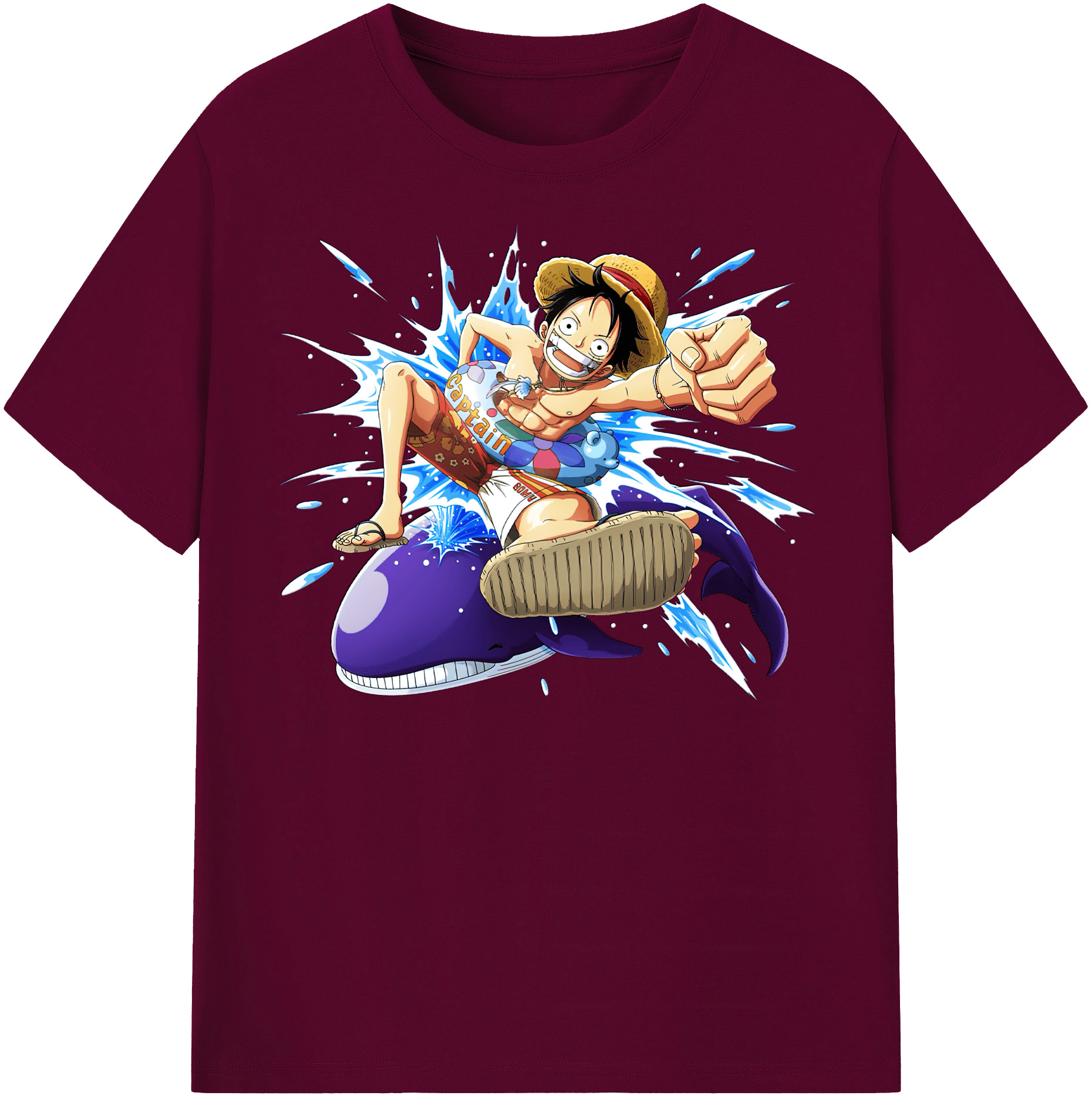 ワンピース モンキー・D・ルフィ ONE PIECE Monkey D. Luffy レディースカジュアルプリントTシャツ（綿100％）